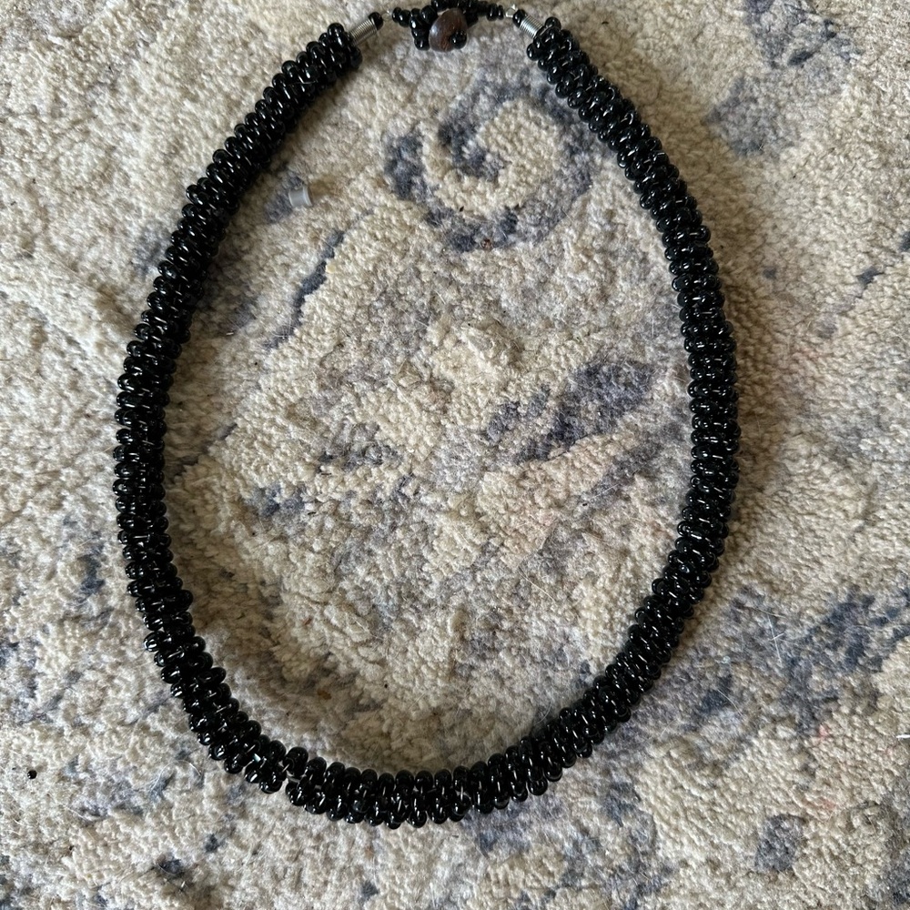 Sophisticated Black Beaded Indonesian Necklace